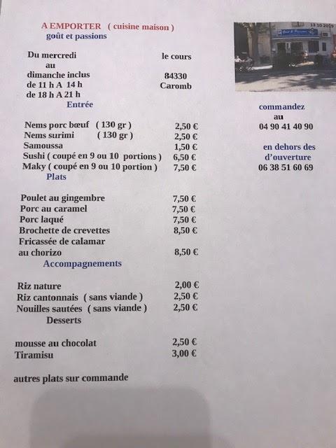 GOUT ET PASSIONS - Menu Image 2